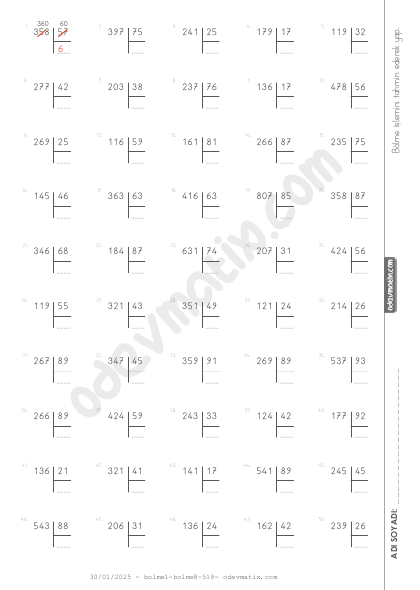 4.Sınıf Bölme İşlemini Tahmin Etme