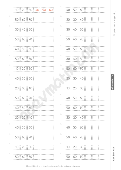 1.Sınıf Onar Kolay Ritmik Sayma