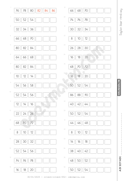 2.Sınıf İkişer İleri Kolay Ritmik Sayma