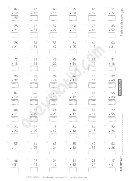 2.Sınıf Eldesiz Toplama İşlemi