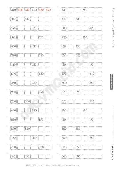 3.Sınıf Onar İleri Ritmik Sayma