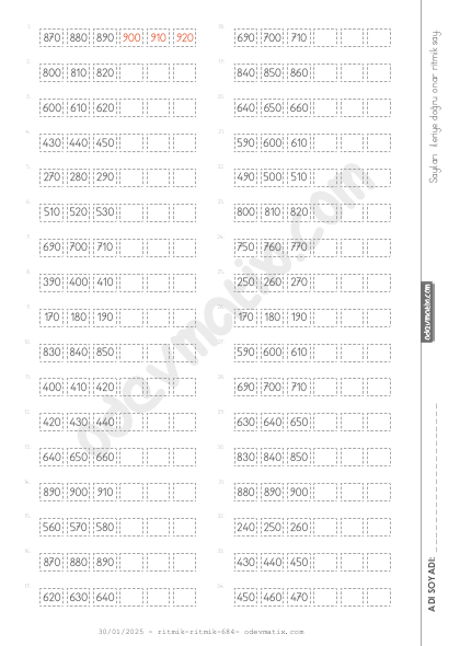 3.Sınıf Onar Kolay İleri Ritmik Sayma