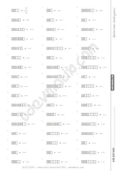 4.Sınıf Şeklin Kesrini Yazma