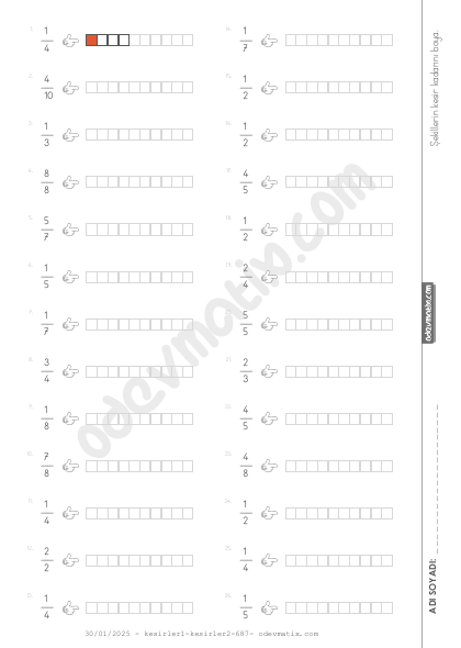 4.Sınıf Kesrin Şeklini Çizme