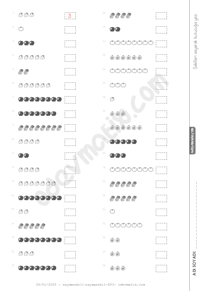 1.Sınıf 8'e Kadar Şekillerle Sayma