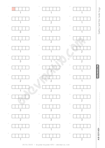 1.Sınıf Sayı Kadarını Boyama (3'e kadar)