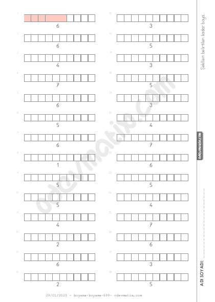 1.Sınıf Sayı Kadarını Boyama (7'ye kadar)