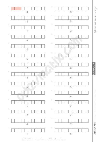 1.Sınıf Sayı Kadarını Boyama (8'e kadar)