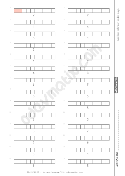 1.Sınıf Sayı Kadarını Boyama (9'a kadar)