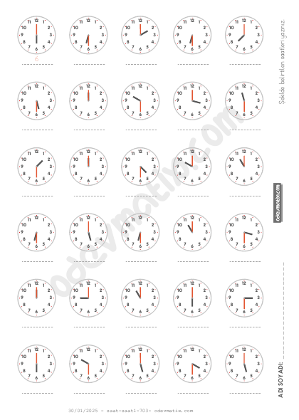 2.Sınıf Saat Okuma