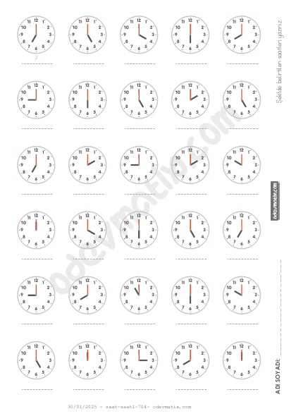 2.Sınıf Saat Okuma