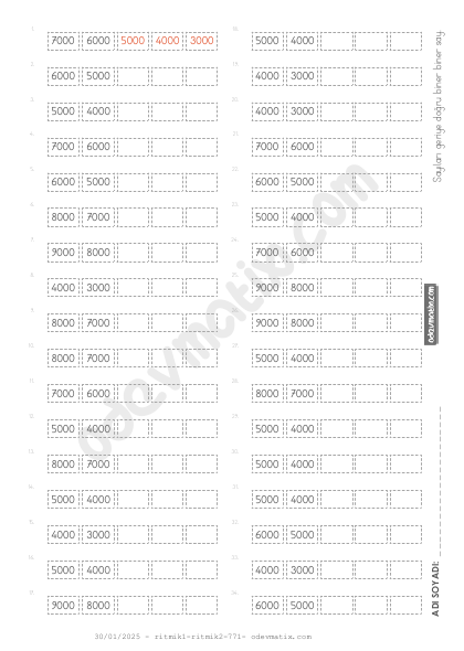 4.Sınıf Biner Geri Kolay Ritmik Sayma
