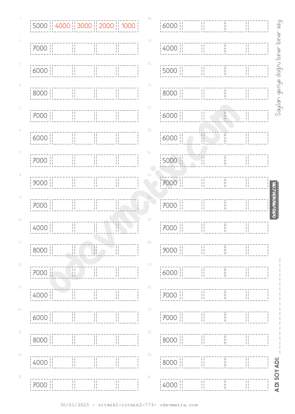 4.Sınıf Biner Geri Ritmik Sayma