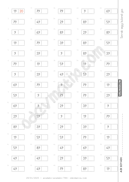 1.Sınıf Sonraki Sayıyı Bulma (100e Kadar Kritik Sayılar)