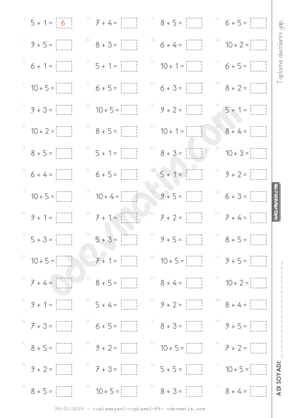 1.Sınıf 3.Seviye Toplama İşlemi(Yan-Yana)