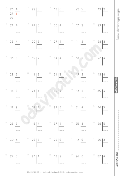 3.Sınıf 1.Seviye Kalanlı Bölme İşlemi