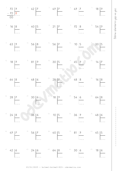 3.Sınıf 2.Seviye Kalansız Bölme İşlemi