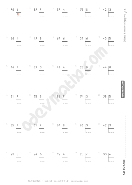 3.Sınıf 5.Seviye Kalanlı Bölme İşlemi