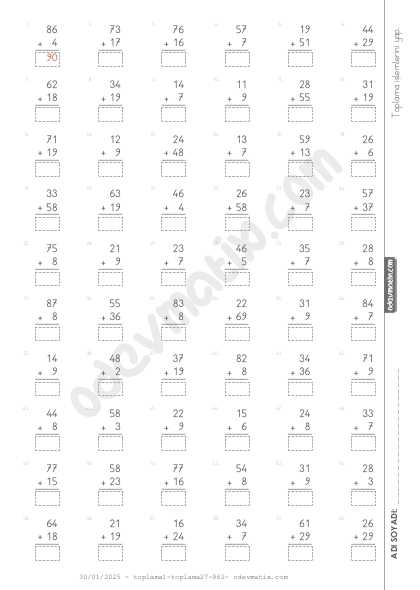 2.Sınıf Karışık Eldeli Toplama İşlemi