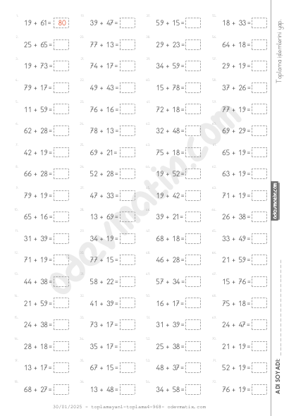 2.Sınıf Yan Yana Eldeli Toplama İşlemi