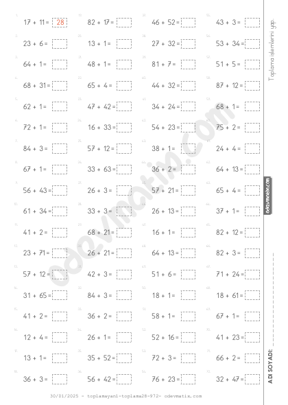 2.Sınıf Karışık Eldesiz Toplama İşlemi