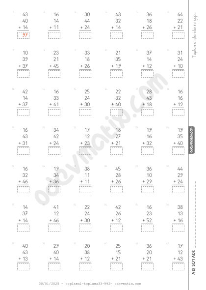 2.Sınıf 3 Sayı İle Karışık Toplama İşlemi